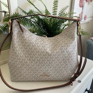 Michael Kors Logo Sienna Large Convertible Shoulder Bag - Vanilla/Acorn